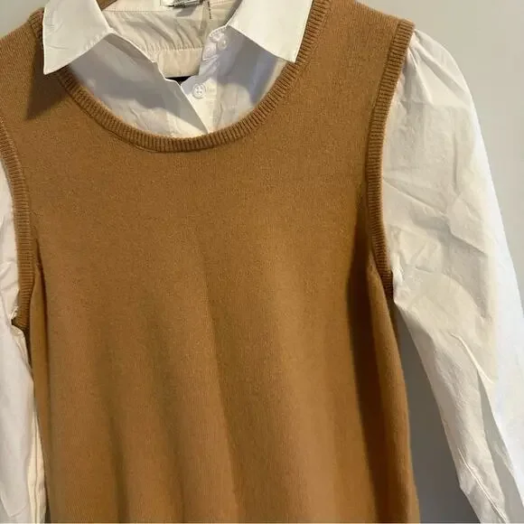 Tuckernuck Tyler Boe Tan Camel Cashmere White Long Sleeve Mini Dress XS - Picture 8 of 12